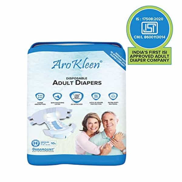 Arokleen Adult Diaper Tape Style Medium (Waist Size: 72 Cm-102 Cm) 10 Pcs Per Packet Pack Of 3