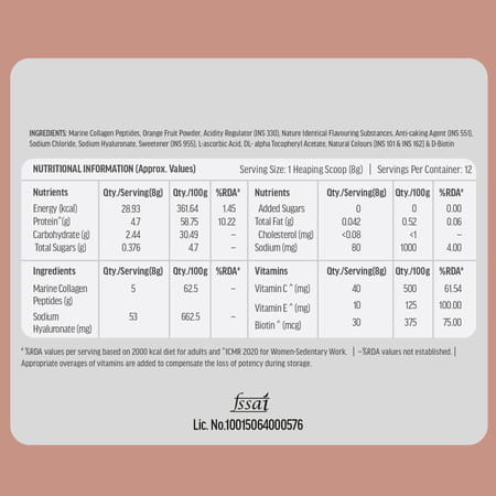 Healthkart Hk Vitals Skin Radiance Marine Collagen | Lemon 100gm & Sipper Bottle | Grey 300ml