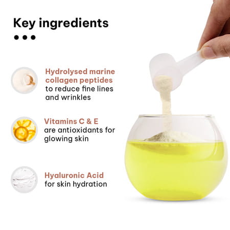 Healthkart Hk Vitals Skin Radiance Marine Collagen | Lemon 100gm & Sipper Bottle | Grey 300ml