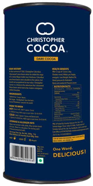 Christopher Cocoa Dark Cocoa Powder Unsweetened 200G (Bake Cake Hot Chocolate Drinking Shakes)