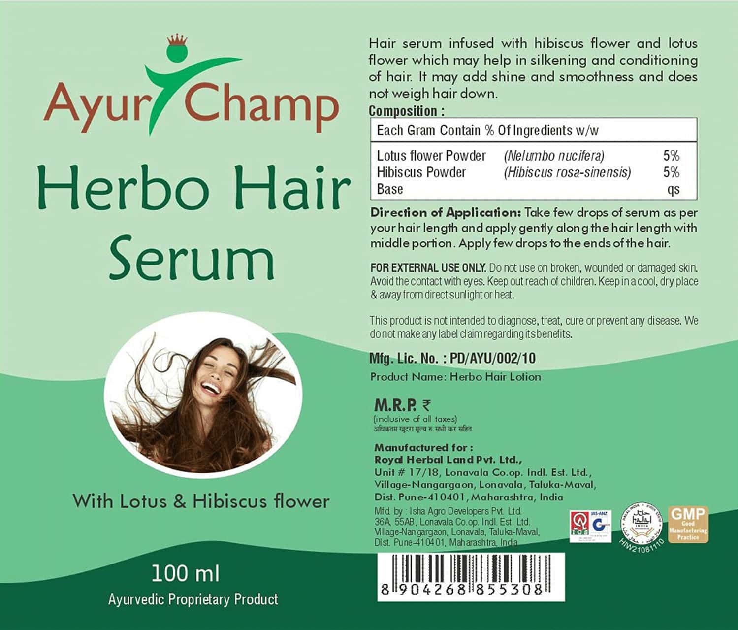 Buy AYUR CHAMP HERBO HAIR SERUM HAIR LOTION 100ML PACK OF 2 Online