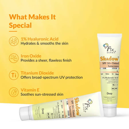 Fixderma Shadow Tinted Sunscreen Deep Spf 50 Pa+++ Brightens |Uva & Uvb Protection 30 Gm