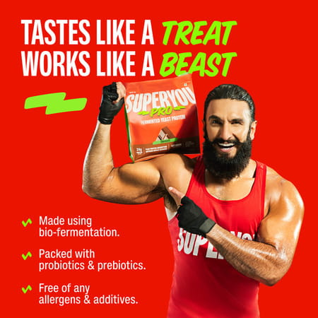 Superyou Pro Fermented Yeast Protein(Pack Of 5) | 24G Protein| Chocolate |Pdcaas Of 1 - 180G