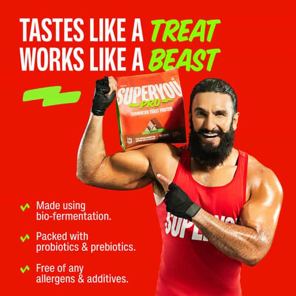 Superyou Pro Fermented Yeast Protein(Pack Of 5) | 24G Protein| Chocolate |Pdcaas Of 1 - 180G