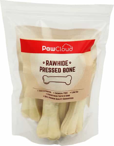 Pawcloud Rawhide Pressed Dog Bones Dog Bone Treat 4 Inches (8 Pieces)