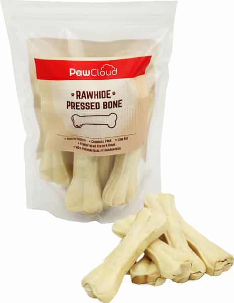 Pawcloud Rawhide Pressed Dog Bones Dog Bone Treat 4 Inches (8 Pieces)