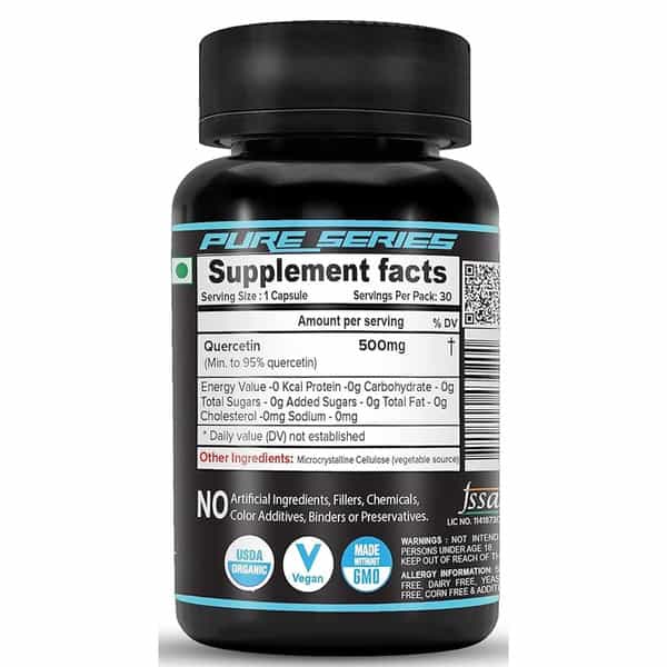 Nutrija Quercetin 500Mg | Standardized To 95% | Highly Purified & Bioavailable | 60 Capsules