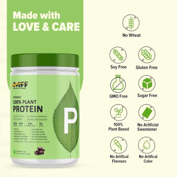Myfitfuel Advance 100% Plant Protein (4 Proteins, 16 Vitamins Mineral), 500G, Rich Chocolate Delight