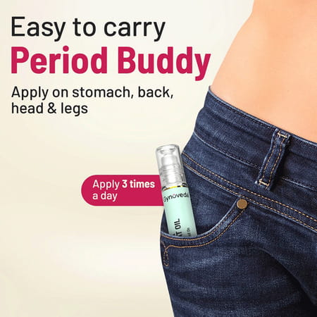 Gynoveda Period Pain Instant Relief Roll On. No More Cramps Backpain Headache. 1 Pack 10 Ml