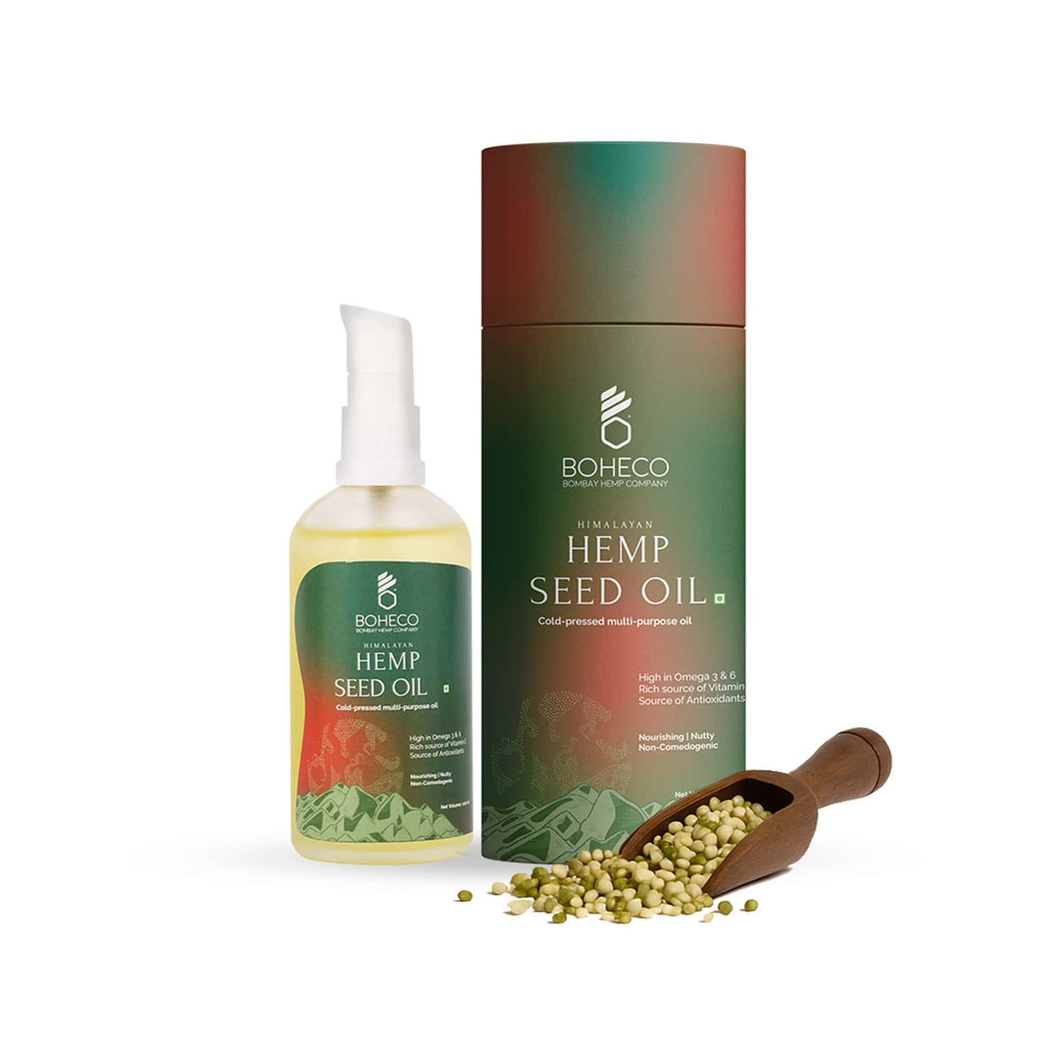 Boheco Himalayan Cold-pressed Hemp Seed Oil | Multipurpose For Boosting Skin | Hair Health | 100 Ml