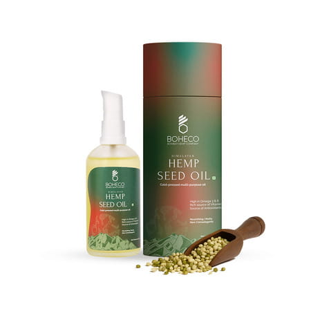 Boheco Himalayan Cold-Pressed Hemp Seed Oil | Multipurpose For Boosting Skin | Hair Health | 100 Ml