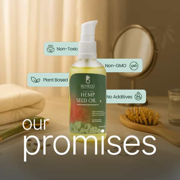 Boheco Himalayan Cold-Pressed Hemp Seed Oil | Multipurpose For Boosting Skin | Hair Health | 100 Ml