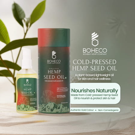 Boheco Himalayan Cold-Pressed Hemp Seed Oil | Multipurpose For Boosting Skin | Hair Health | 100 Ml