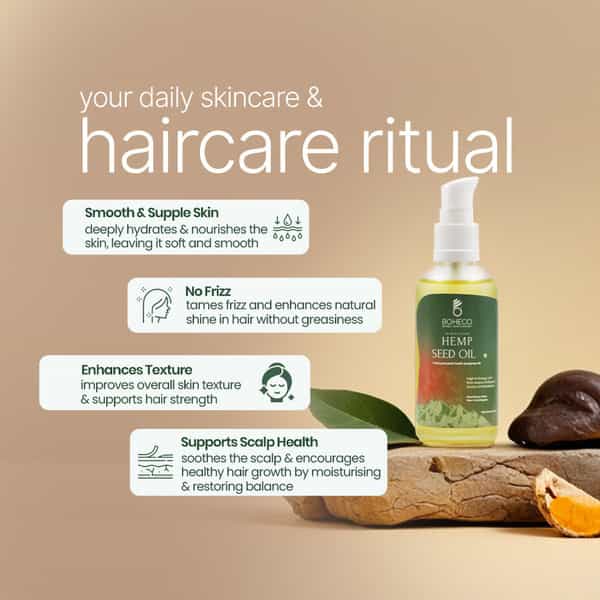 Boheco Himalayan Cold-Pressed Hemp Seed Oil | Multipurpose For Boosting Skin | Hair Health | 100 Ml