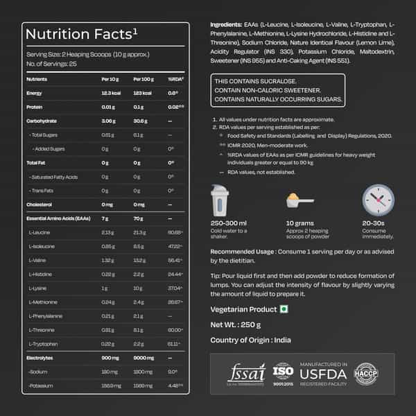 Nutrabay Pro Eaas With Electrolytes (Essential Amino Acids) Lemon Lime - 250G