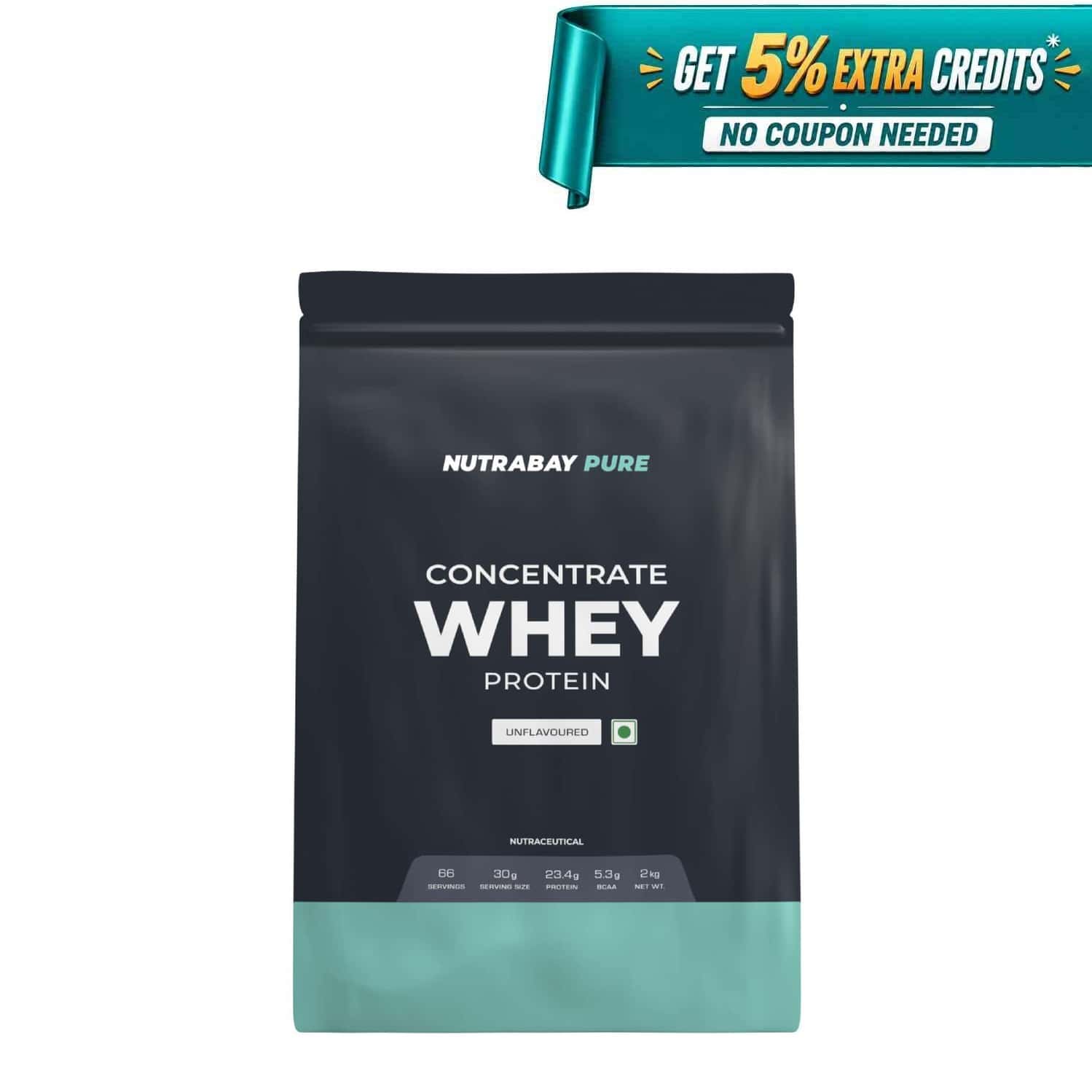 Nutrabay Pure 100% Whey Protein Concentrate Unflavoured - 2kg