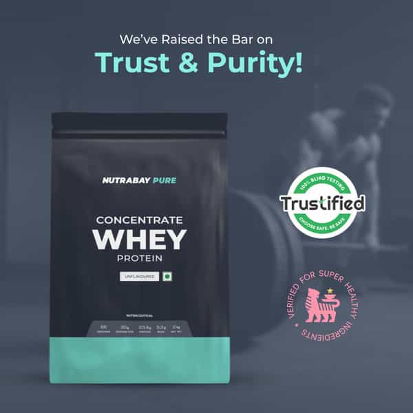 Nutrabay Pure 100% Whey Protein Concentrate Unflavoured - 2Kg