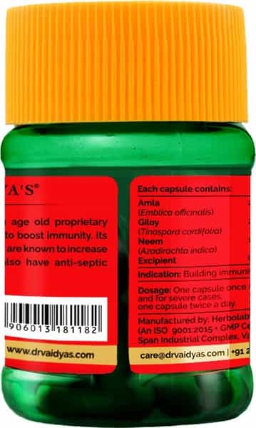 Dr. Vaidya's Imunoherb | Immunity Boosting Capsules | 30 Capsules Each (Pack Of 3)