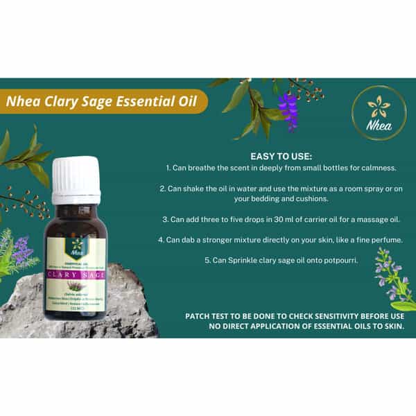 Nhea Clary Sage Essential Oil 15 Ml | 100% Pure Undiluted Therapeutic Grade (Pack Of 2)