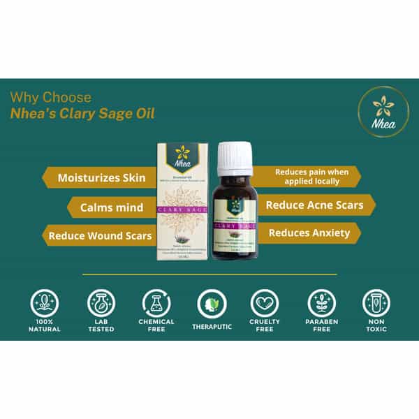 Nhea Clary Sage Essential Oil 15 Ml | 100% Pure Undiluted Therapeutic Grade (Pack Of 2)