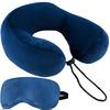 Trajectory Travel Neck Pillow With Sleeping Eye Mask Combo | 5 Years Warranty | Men & Women | Blue