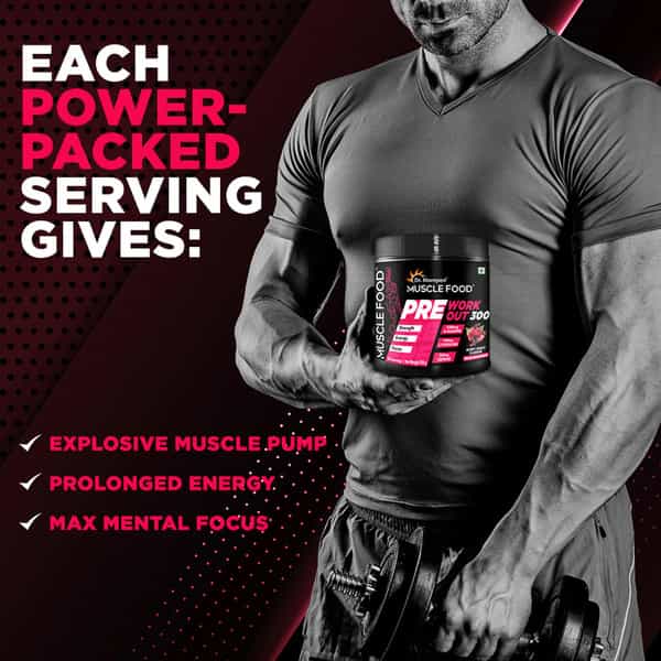 Dr. Morepen Muscle Food Pre Workout For Strength & Energy Berry Burst - 250G