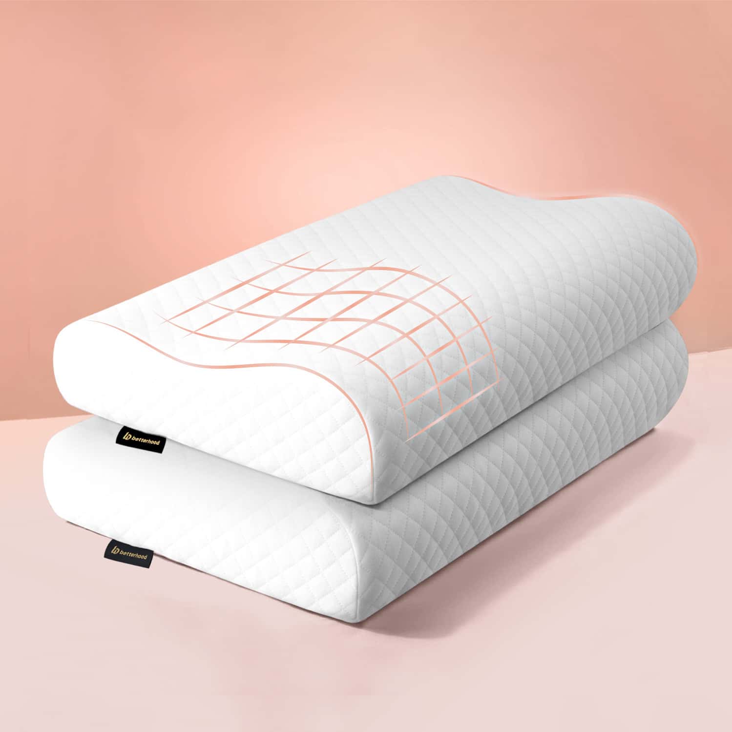 Betterhood Pack Of 2 White Memory Foam Ergonomic Dual Height Cervical Sleep Pillow (medium)