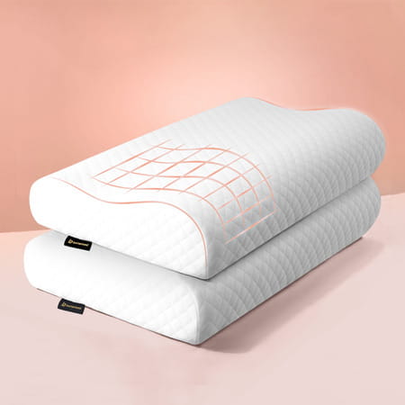 Betterhood Pack Of 2 White Memory Foam Ergonomic Dual Height Cervical Sleep Pillow (Medium)