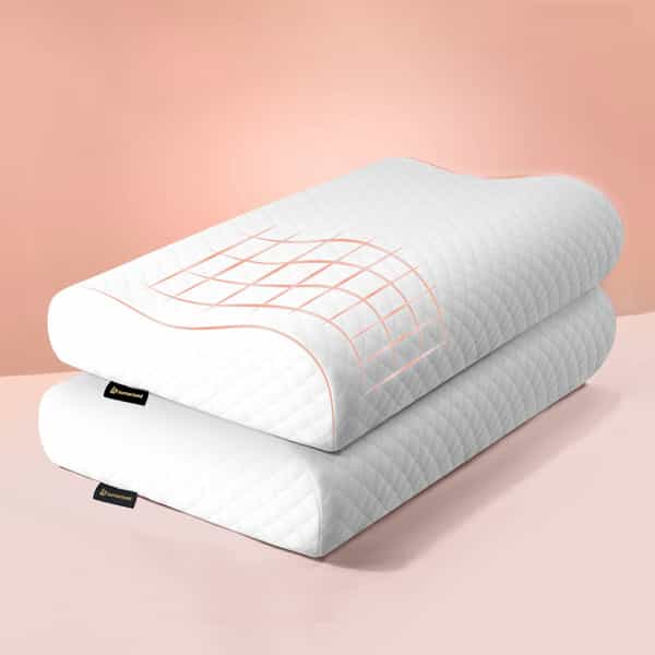 Betterhood Pack Of 2 White Memory Foam Ergonomic Dual Height Cervical Sleep Pillow (Medium)