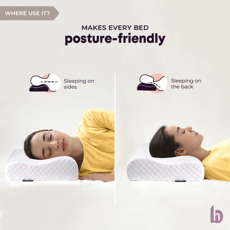 Betterhood Pack Of 2 White Memory Foam Ergonomic Dual Height Cervical Sleep Pillow (Medium)