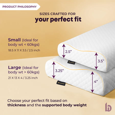 Betterhood Pack Of 2 White Memory Foam Ergonomic Dual Height Cervical Sleep Pillow (Medium)