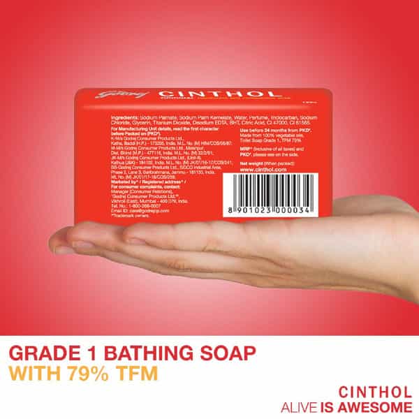 Cinthol Original Bath Soap 99.9% Germ Protection | 100G (Pack Of 8)