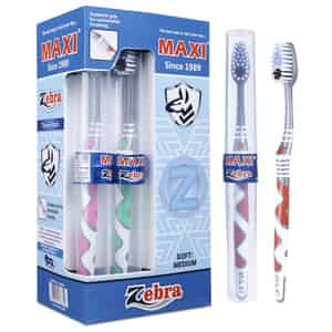 Maxi Zebra Travel Pack Soft Toothbrush (pack Of 12)