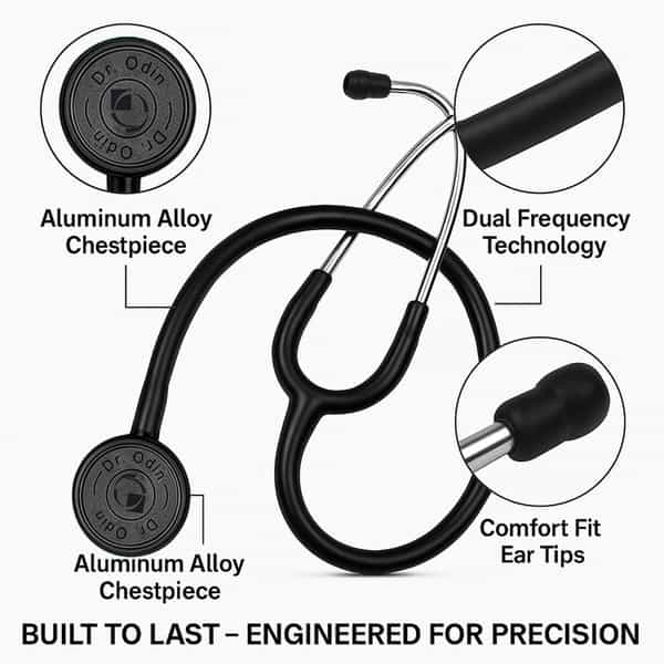 Dr. Odin Combo Of Oas106 Palm Type Sphygmomanometer And Stethoscope Blacktone