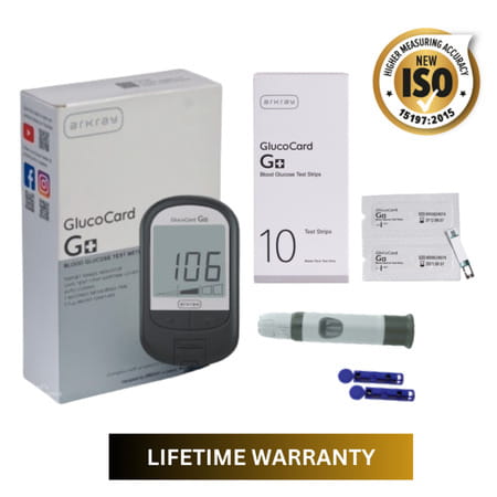 Arkray Glucocard G+ Blood Sugar Testing Machine With 10 Strips | 25 Lancets 1 Lancing Device