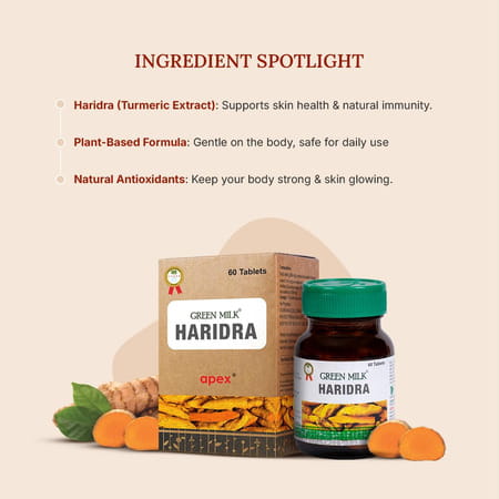 Green Milk Haridra Tablets | Skin Nourishment & Immunity Support | 60 Tablets