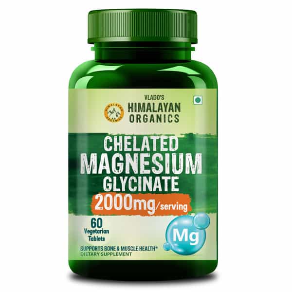 Vlado's Himalayan Organics Chelated Magnesium Glycinate Supplement 2000Mg Per Serving | Veg - 60N