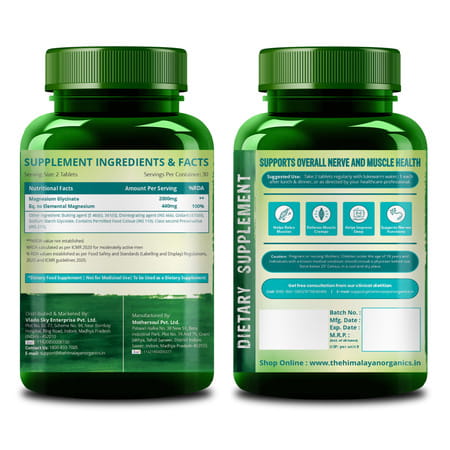 Vlado'S Himalayan Organics Chelated Magnesium Glycinate Supplement 2000mg Per Serving | Veg - 60n