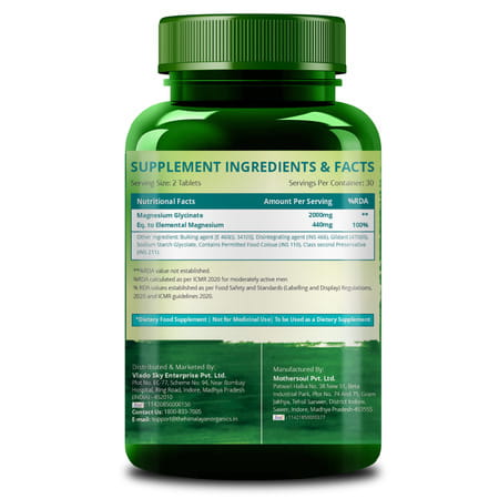 Vlado'S Himalayan Organics Chelated Magnesium Glycinate Supplement 2000mg Per Serving | Veg - 60n