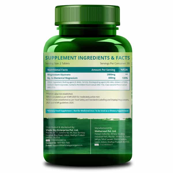 Vlado's Himalayan Organics Chelated Magnesium Glycinate Supplement 2000Mg Per Serving | Veg - 60N