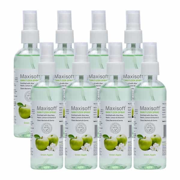 Maxisoft Sanitizer Spray | Green Apple | 120 Ml | Pack Of 12