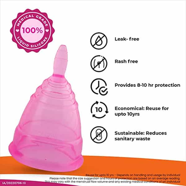 I-Activ Menstrual Cup With Jute Bag | Ultra Soft & Flexible Period Cup Large. Pack Of 5