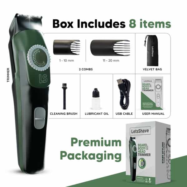 Letsshave Beard Body Head Trimmer And Toiletry Bag Kit For Men