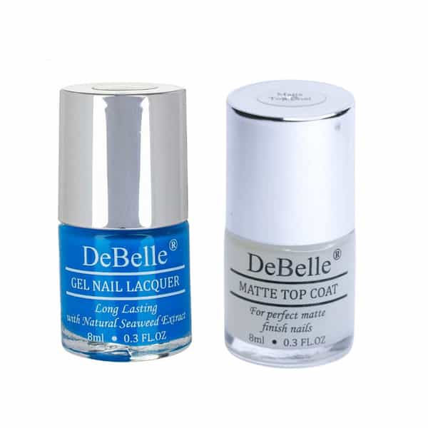 Debelle Gel Nail Polish Gift Set Of 2 La Azure | Matte Top Coat 16 Ml (8Ml Each )