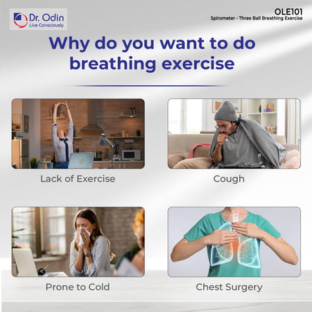 Dr. Odin Ole101 Colorful 3 Balls Spirometer For Breathing & Lung Exercise With Washable 1 No'S