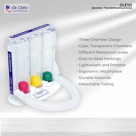 Dr. Odin Ole101 Colorful 3 Balls Spirometer For Breathing & Lung Exercise With Washable 1 No'S