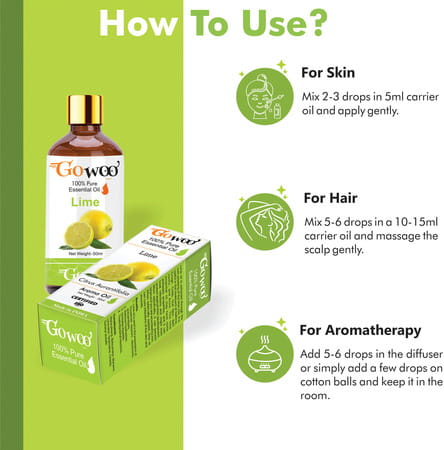 Go Woo 100% Pure Lime - Distilled Oil Virgin & Undiluted 50 Ml