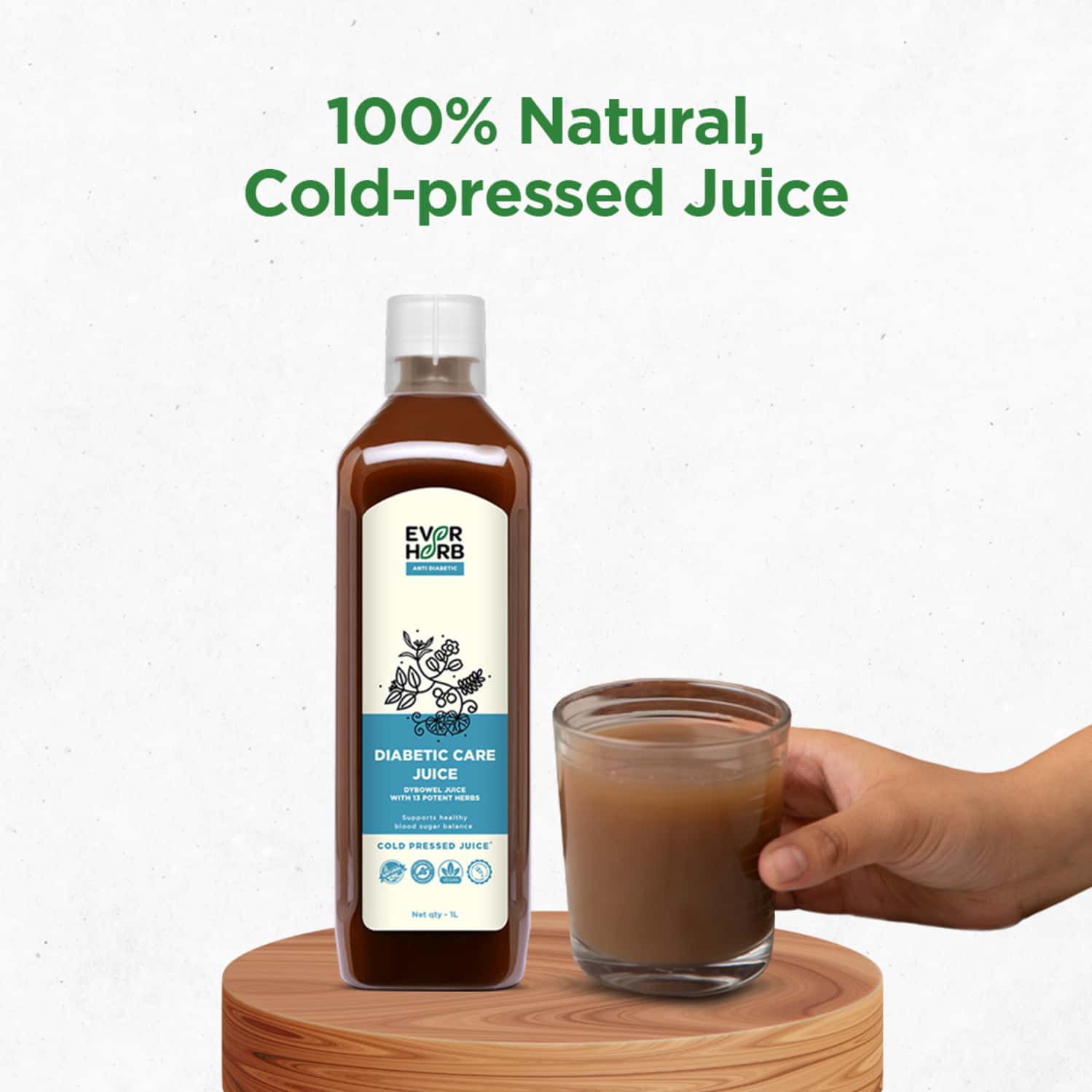 Everherb Diabetic Care Juice-13 Potent Herbs - Healthy Blood Sugar Management - 1 Litre Bottle