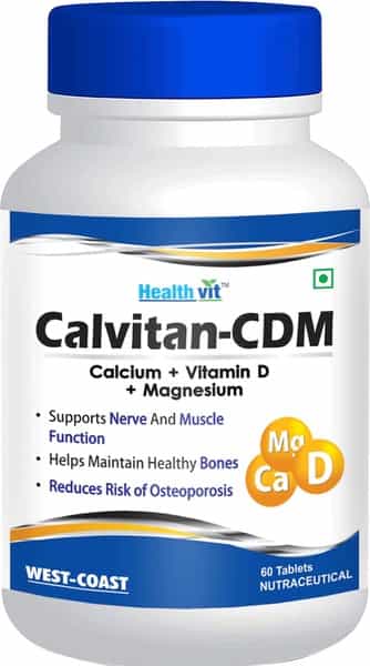 Healthvit Calvitan-Cdm Calcium + Vitamin D + Magnesium - 60 Tablets (Pack Of 2)