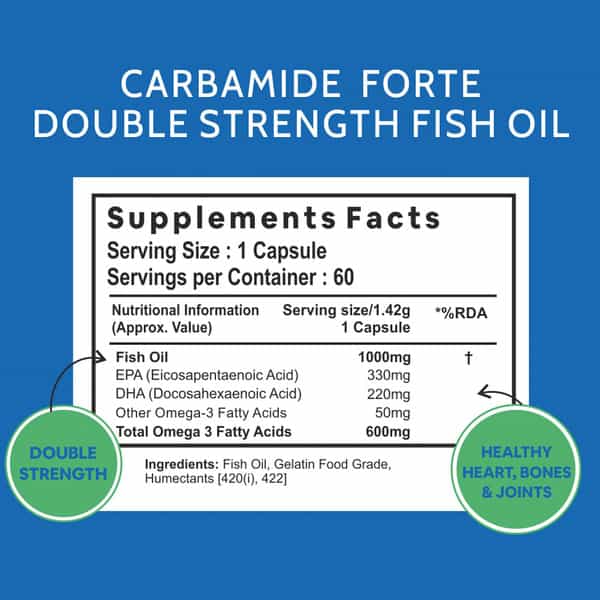 Carbamide Forte Double Strength Fish Oil 1000Mg With Omega 3 600Mg-60 Capsules